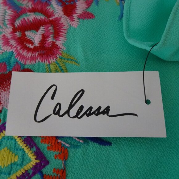 Calessa Embroidered Tunic Top Women's Plus Size 2X Blue Aqua Loose Fit V-Neck - Picture 6 of 10